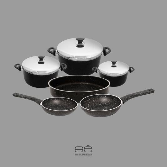 Super Elegance 9pcs cookware Granite Set